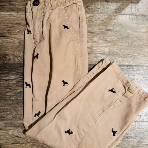 Boys Gymboree Khaki Pants Slacks Little Doggies Size 6 Slim - Picture 1 of 5